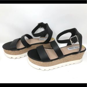 Steve Madden platform sandals leather black size 8